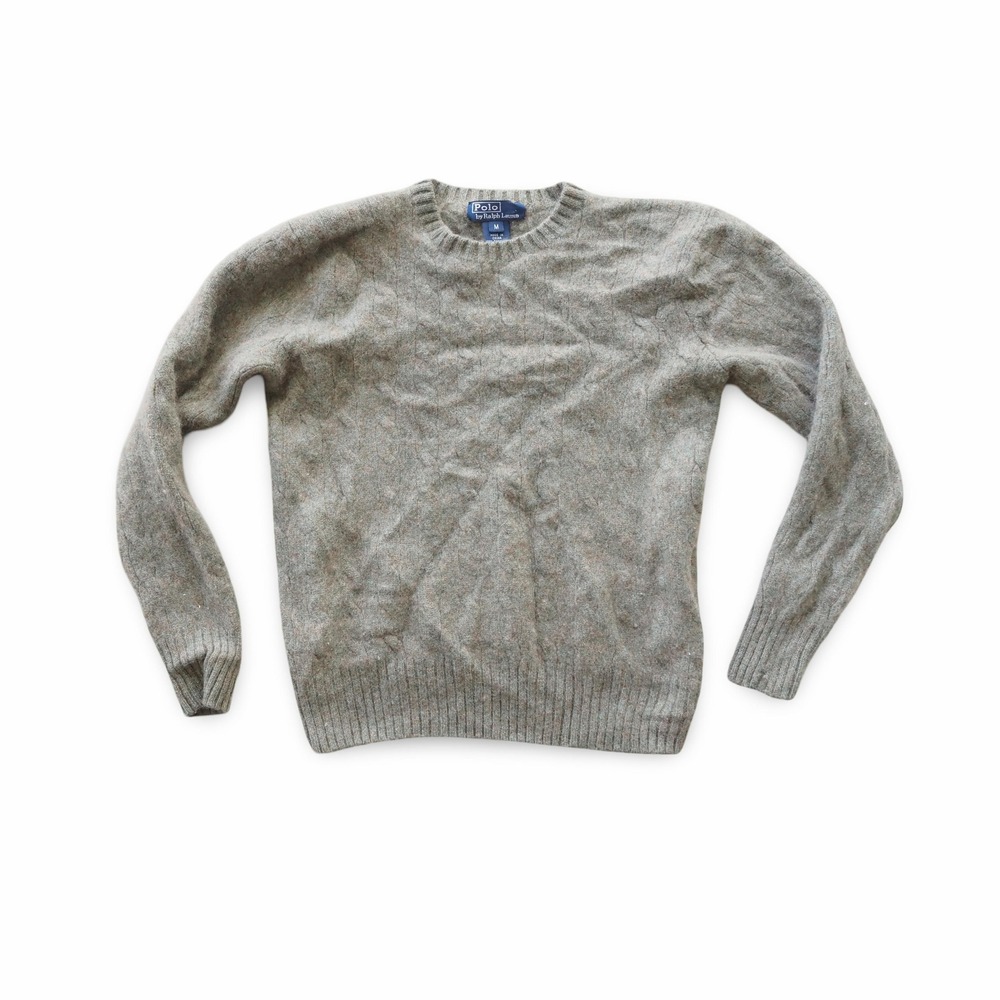 Polo Ralph Lauren Boys Kids M 100% Cashmere Sweater Sage Green Crewneck Pullover